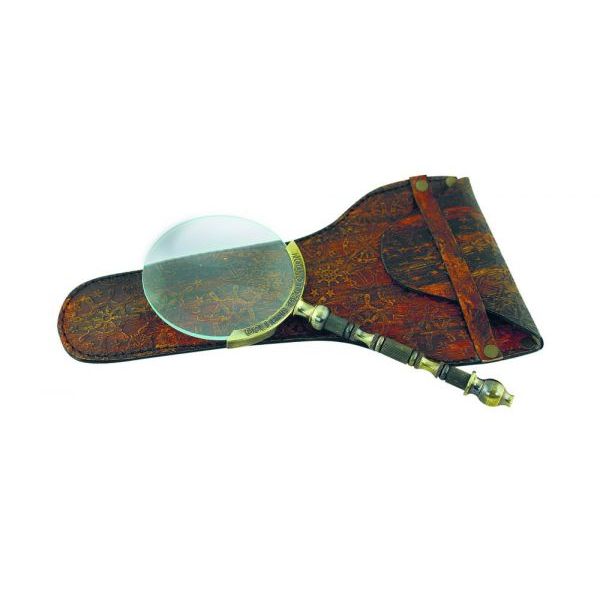 Lupa Sea Club, suport din alama antichizata, port din piele, L 18,5cm