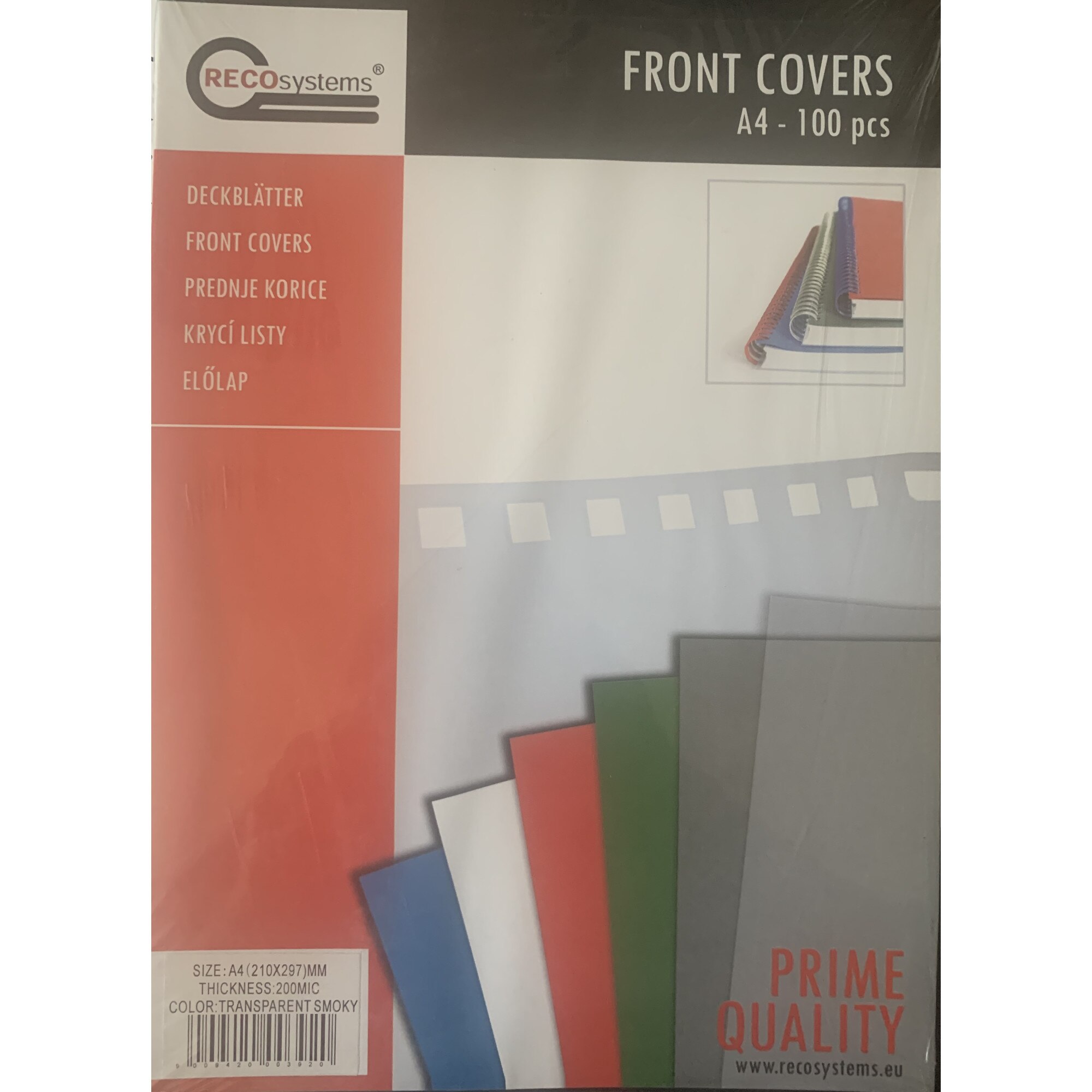 Coperta indosariere, A4, plastic transparent fumurii, 200 microni, 100 buc/set