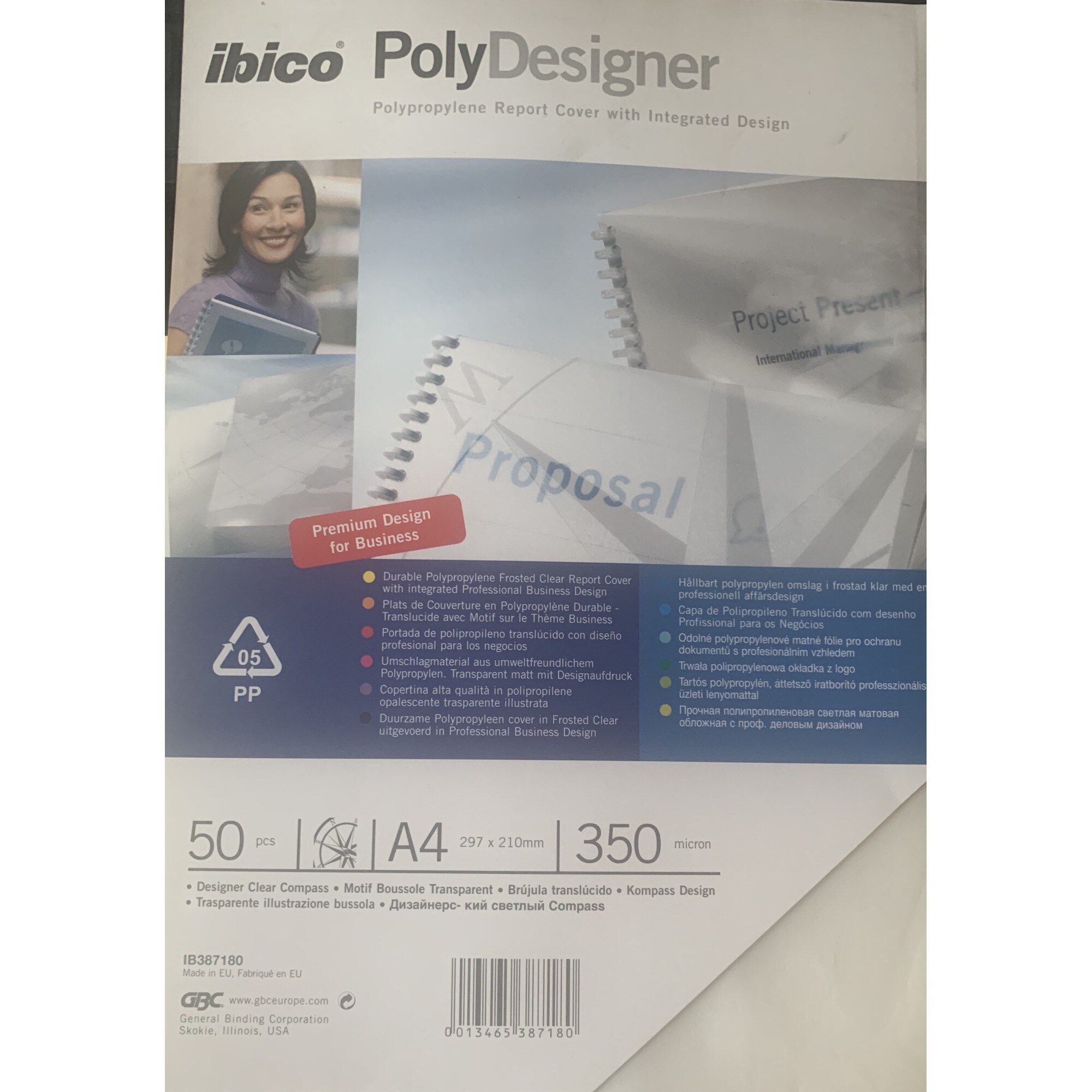 Coperti transparente indosariere, A4, IBICO Globe design, 350 microni, 50 buc/set