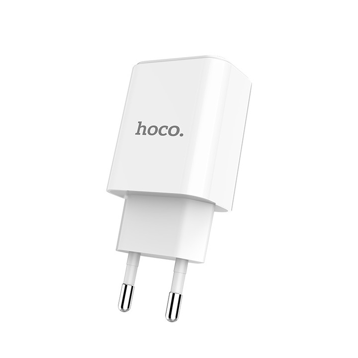 Incarcator priza Hoco 2.1A,dual,cablu micro usb inclus C62A,alb