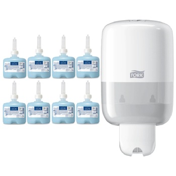 Pachet 8xSapun lichid Tork Premium pentru par si corp S2, 420602, 475ml, culoare albastru si Dozator sapun lichid Tork, S2, 561000, culoare alb Pachet 8xSapun lichid Tork Premium pentru par si corp S2, 420602, 475ml, culoare albastru si Dozator sapun lichid Tork, S2, 561000, culoare alb