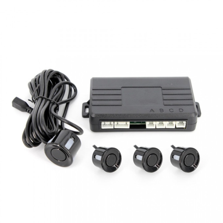 Set senzori de parcare cu semnal acustic cu Buzze, 12V, negru