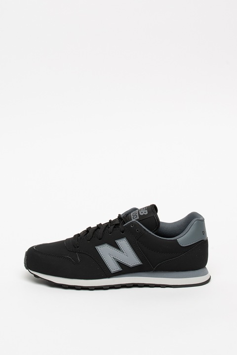 New Balance, Pantofi sport de piele ecologica cu garnituri contrastante 500, Negru/Gri inchis, 9