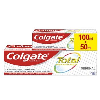 Pachet promo pasta de dinti Colgate Total Original, 100 ml + 50 ml Pachet promo pasta de dinti Colgate Total Original, 100 ml + 50 ml