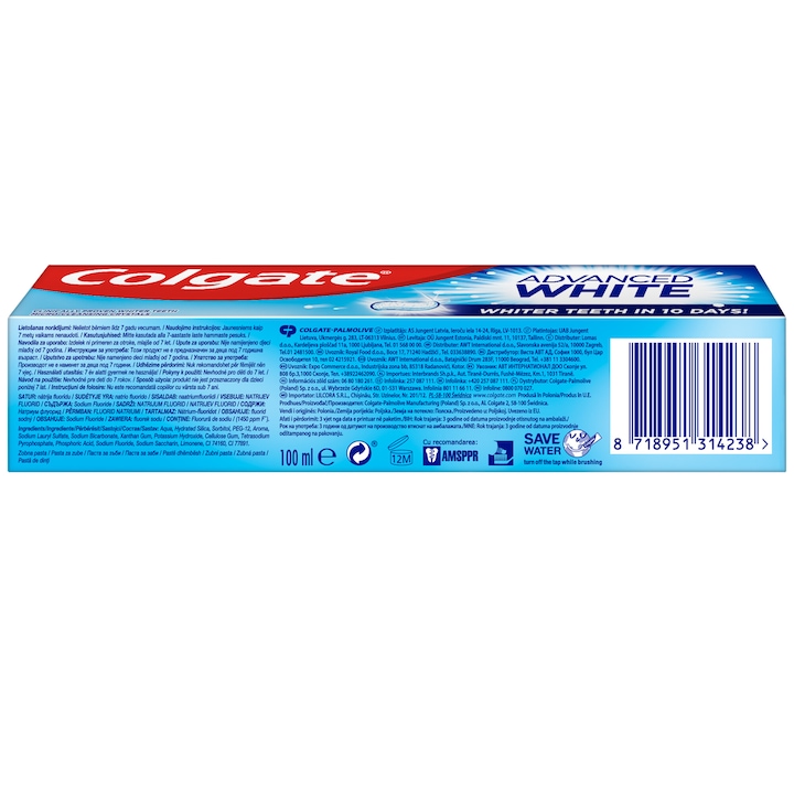 Pasta de dinti Colgate Advanced White, pentru albire, 100 ml