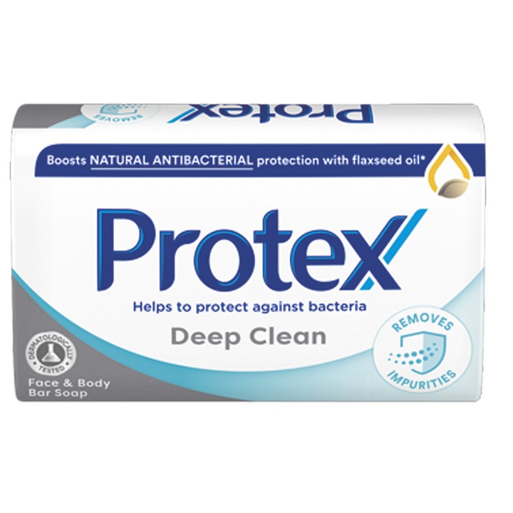Sapun solid Protex Deep Clean cu ingredient natural antibacterian, 90 g