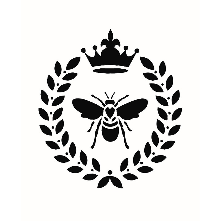 Sablon decorativ Bee, reutilizabil, plastic, maro, A4