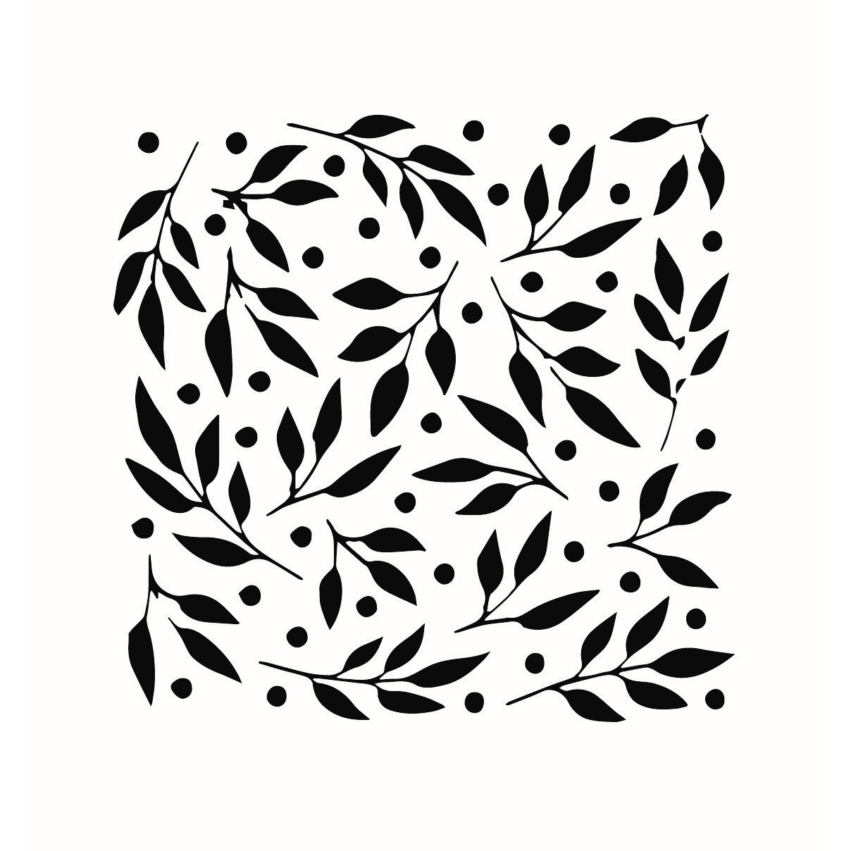 Sablon decorativ Square Leaves, plastic, maro, A4