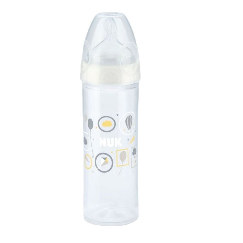 Biberon cu tetina din silicon 150 ml 0-6 luni Nuk First Choice+ New Classic 743578P1, Transparent