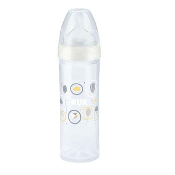 Biberon cu tetina din silicon 150 ml 0-6 luni Nuk First Choice+ New Classic 743578P1, Transparent Biberon cu tetina din silicon 150 ml 0-6 luni Nuk First Choice+ New Classic 743578P1, Transparent