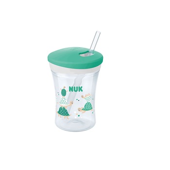 Biberon cu pai 230 ml Nuk Action Cup 751136V, Verde 12+ luni Biberon cu pai 230 ml Nuk Action Cup 751136V, Verde 12+ luni