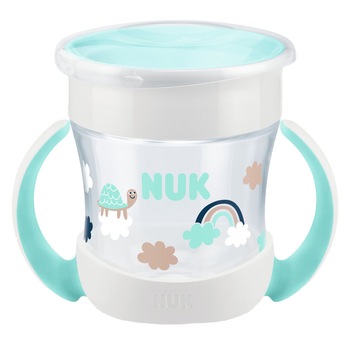 Biberon cu manere si sistem anti curgere 360 grade 160 ml 6+ luni Nuk Mini Magic Cup 751278AB, Verde Biberon cu manere si sistem anti curgere 360 grade 160 ml 6+ luni Nuk Mini Magic Cup 751278AB, Verde