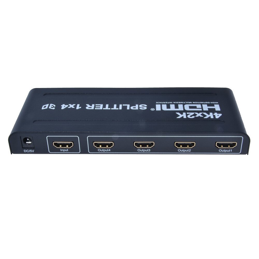Splitter HDMI 4 porturi, 1 intrare - 4 iesiri, 4K, FULL HD, 3D, alimentator inclus, PremiumCord, khsplit4b