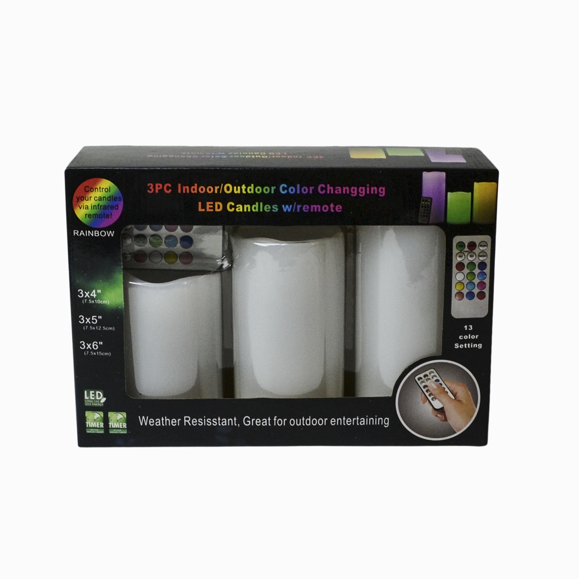 Set Trei Lumanari Electrice Cu Led, Culori Ajustabile, Cu Telecomanda, Alb