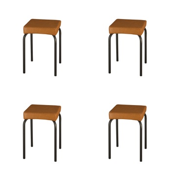 Set 4 scaune de tip taburet Tutti, cadru negru, piele ecologica, aramiu Set 4 scaune de tip taburet Tutti, cadru negru, piele ecologica, aramiu