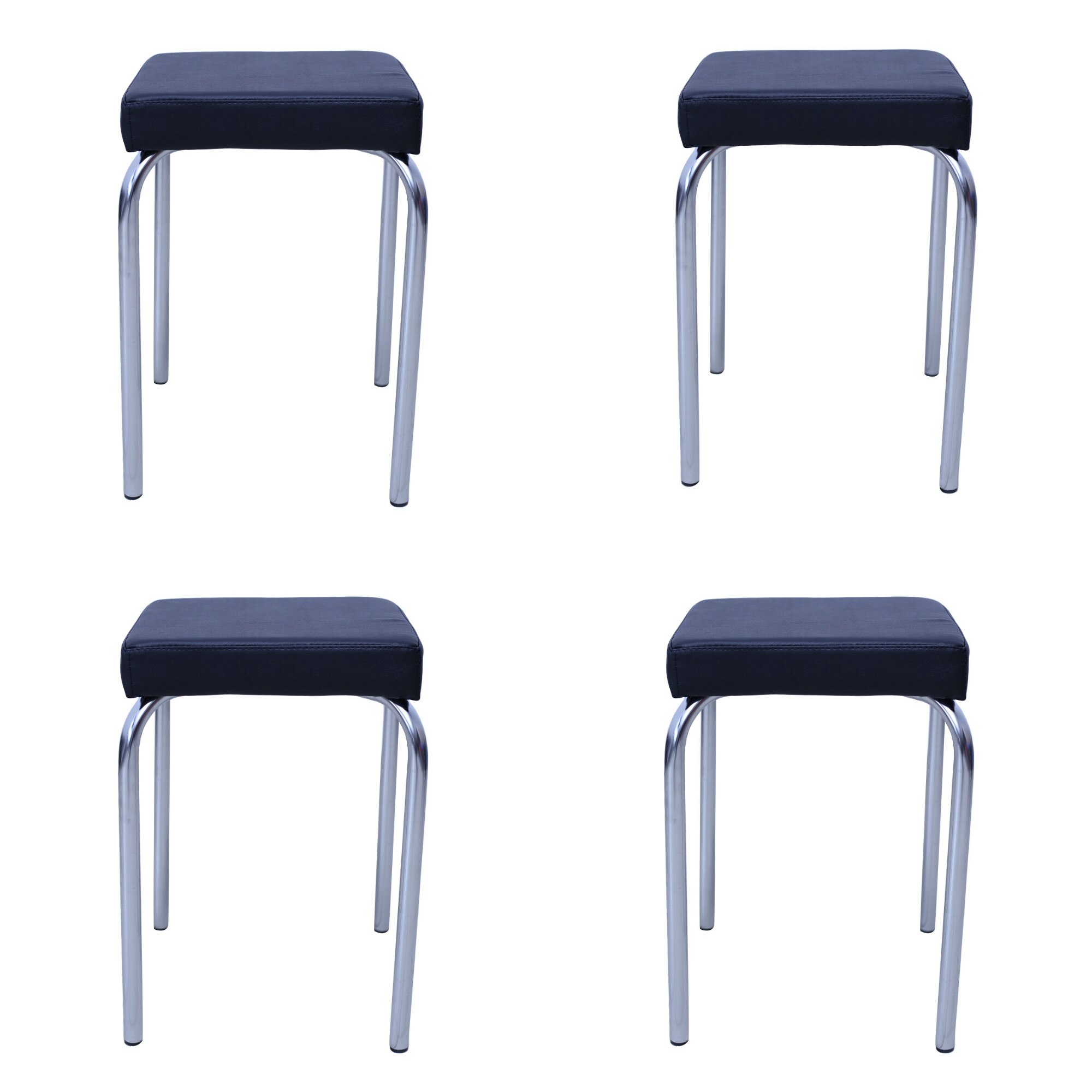 Set 4 scaune bucatarie TUTTI, piele ecologica, Negru