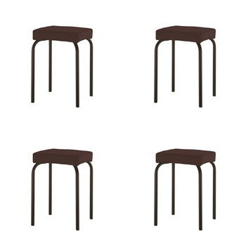 Set 4 scaune de tip taburet Tutti, cadru negru, piele ecologica, wenge Set 4 scaune de tip taburet Tutti, cadru negru, piele ecologica, wenge