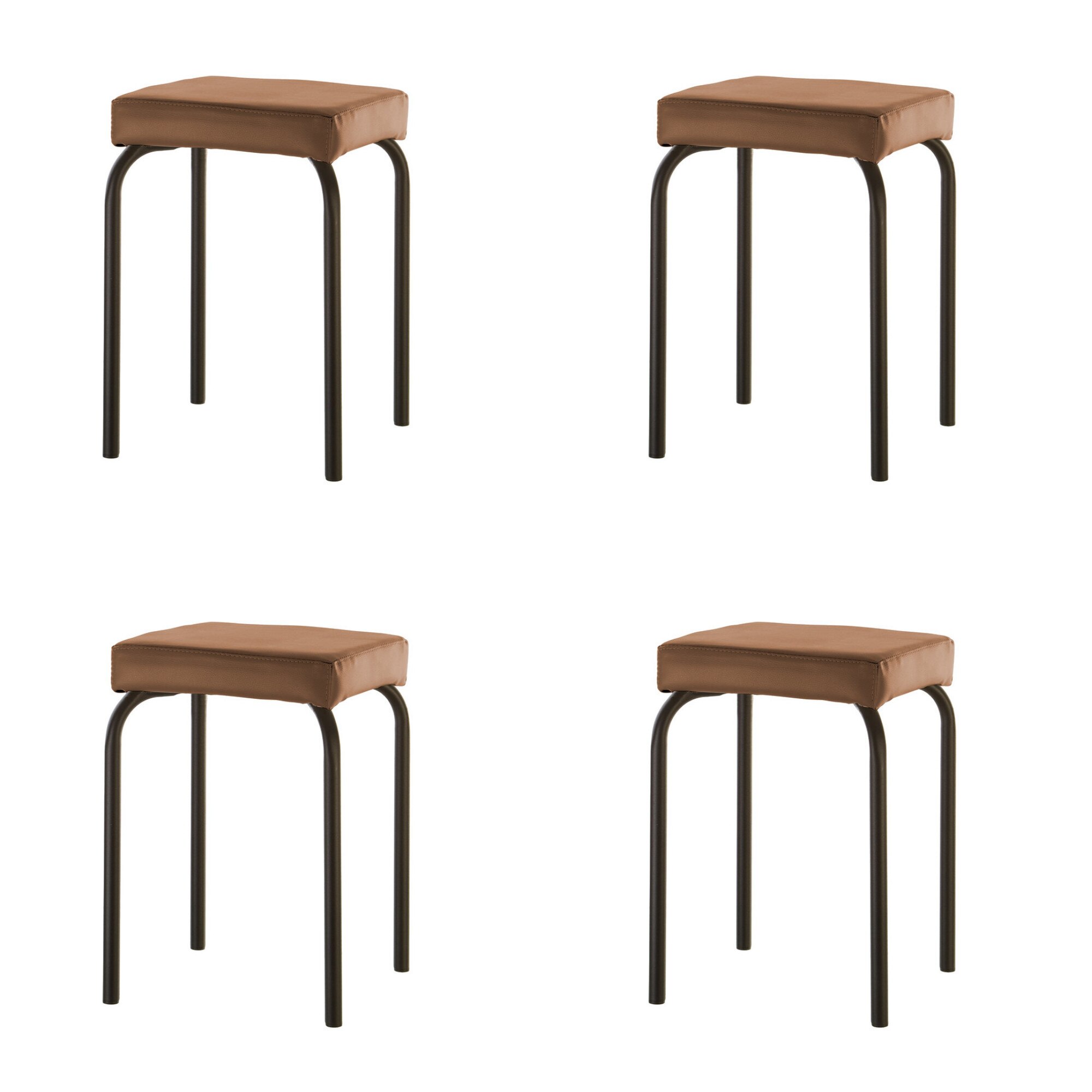 Set 4 scaune bucatarie TUTTI Black, piele ecologica, Maro