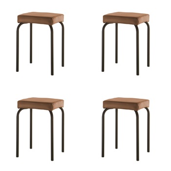 Set 4 scaune bucatarie TUTTI Black, piele ecologica, Maro