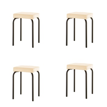 Set 4 scaune bucatarie TUTTI Black, piele ecologica, Crem