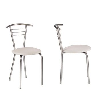 Set 2 scaune bucatarie TINA, Crem piele ecologica