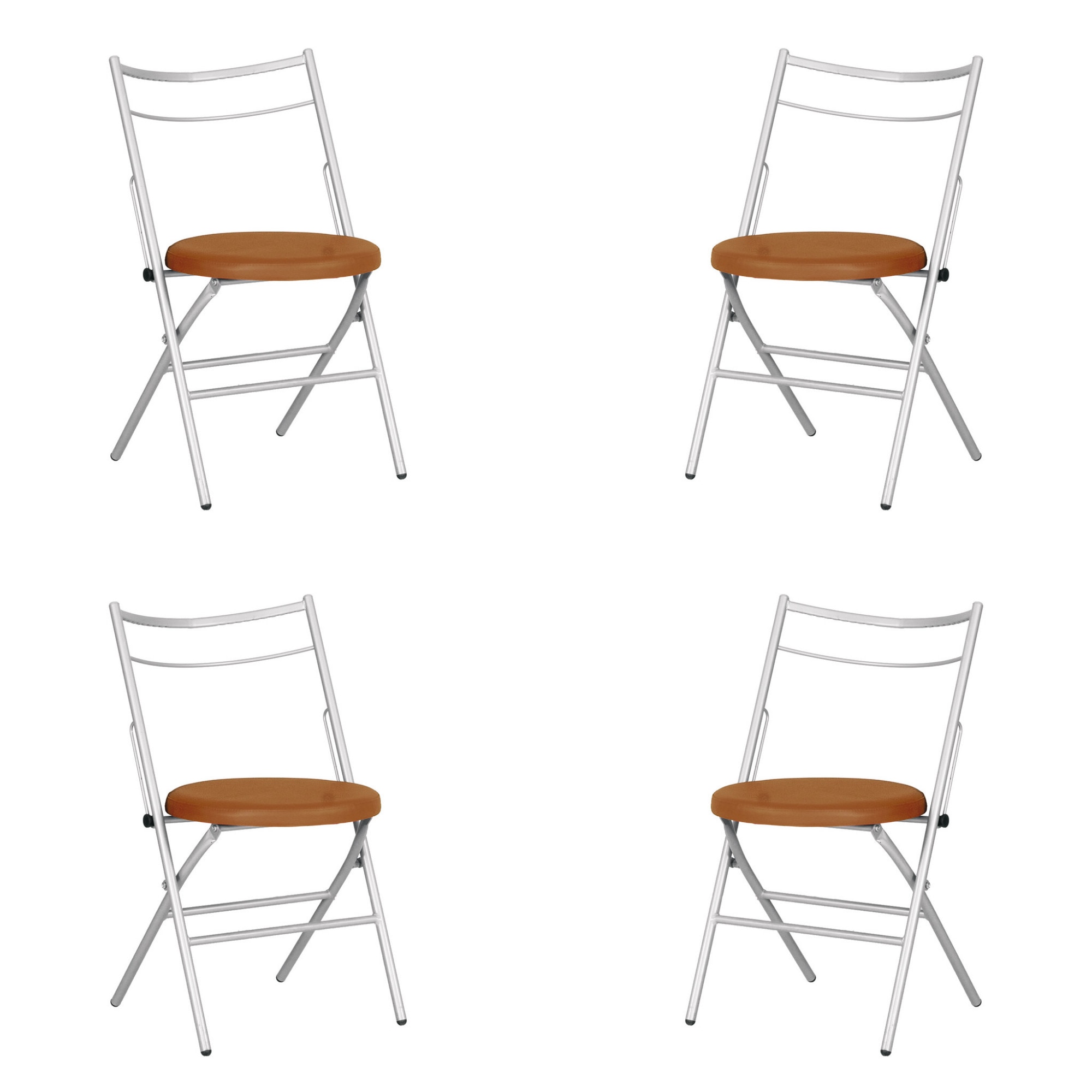 Set 4 scaune bucatarie PICCOLO Alu, piele ecologica, Maro