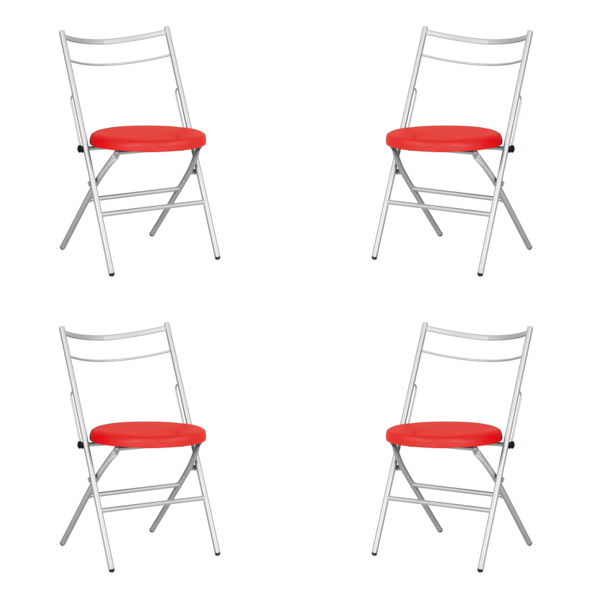 Set 4 scaune bucatarie PICCOLO Alu, piele ecologica, Rosu