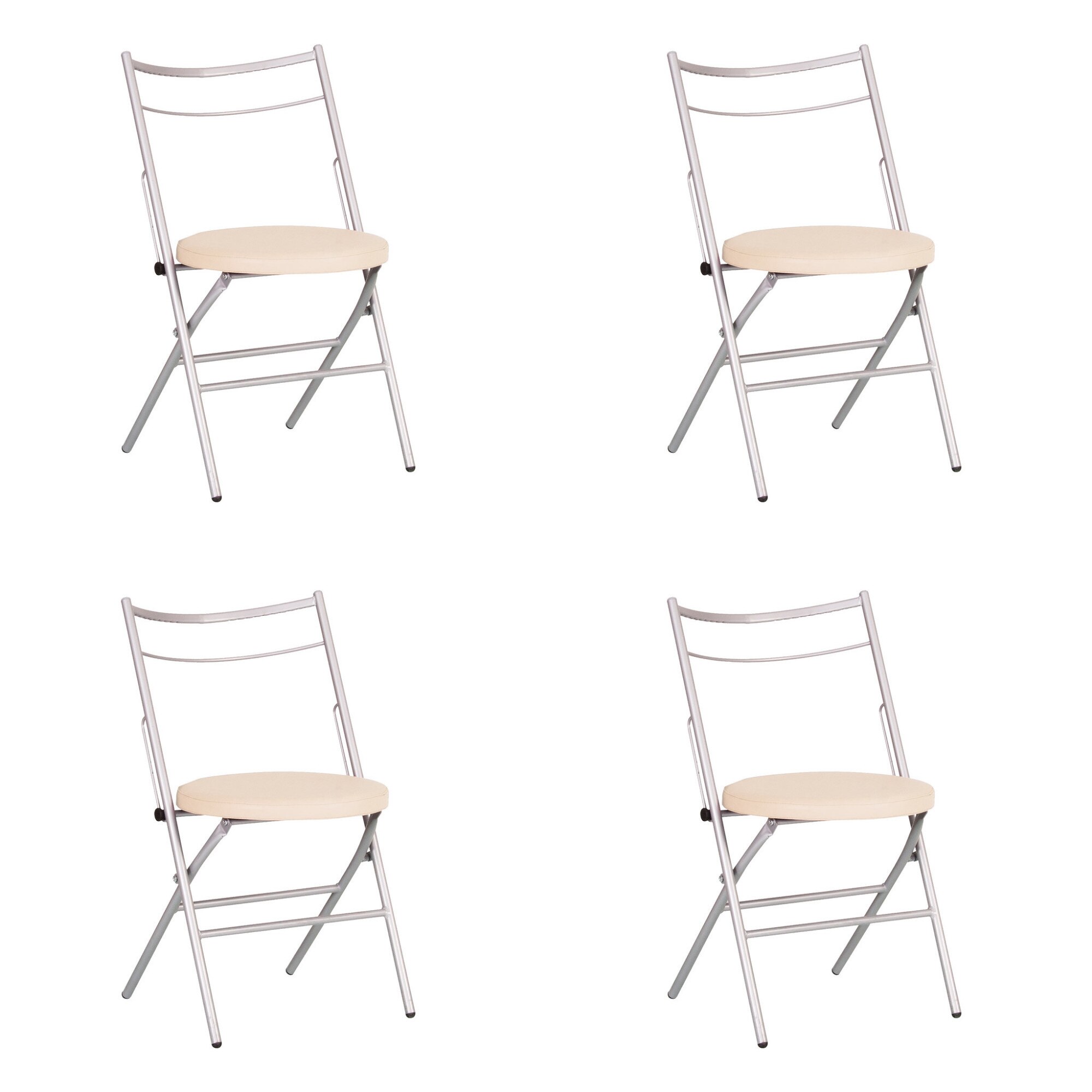 Set 4 scaune bucatarie PICCOLO Alu, piele ecologica, Crem