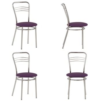 Set 4 scaune bucatarie ARGENTO, piele ecologica, Mov