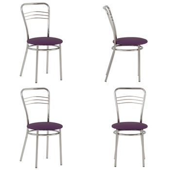 Set 4 scaune bucatarie ARGENTO, piele ecologica, Mov Set 4 scaune bucatarie ARGENTO, piele ecologica, Mov