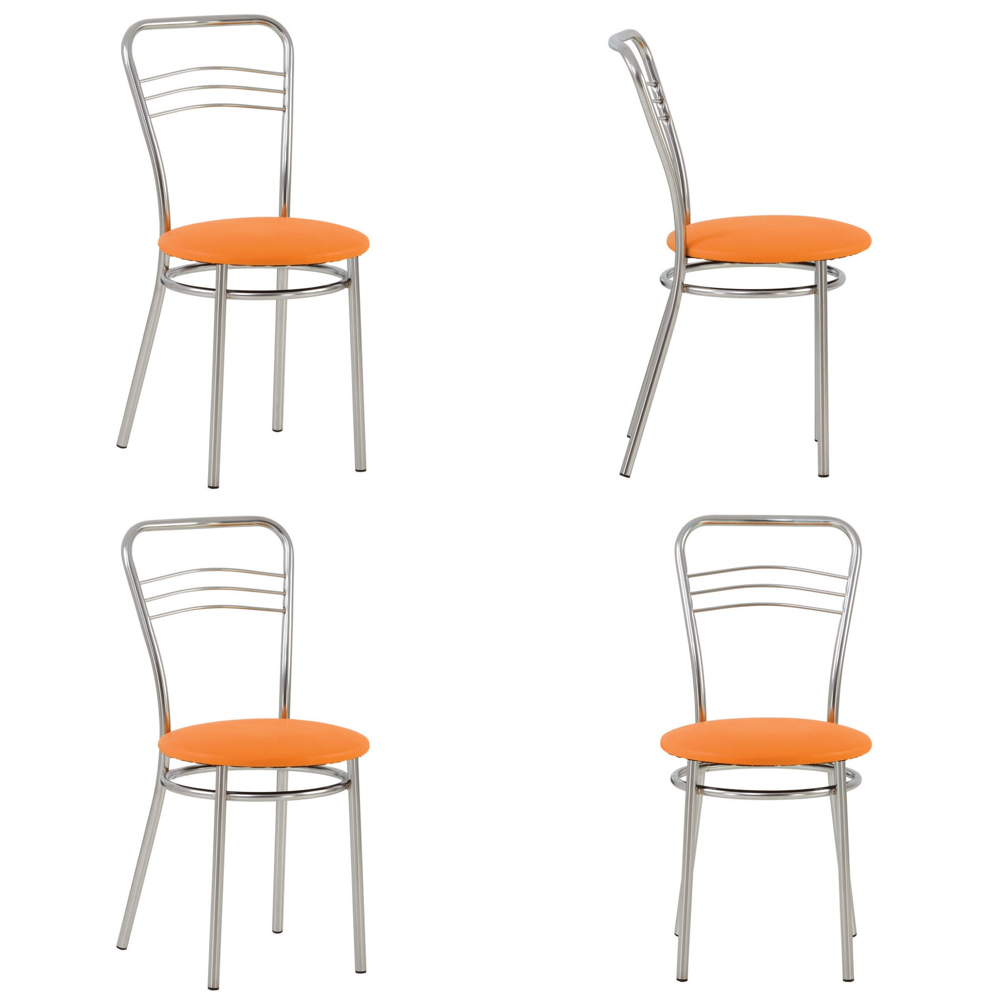 Set 4 scaune bucatarie ARGENTO, piele ecologica, Portocaliu