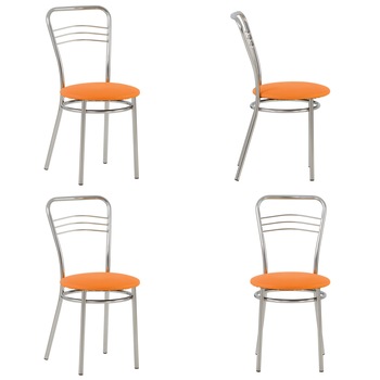 Set 4 scaune bucatarie ARGENTO, piele ecologica, Portocaliu Set 4 scaune bucatarie ARGENTO, piele ecologica, Portocaliu