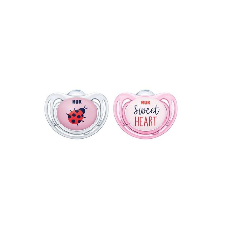 Set 2 suzete ortodontice din silicon Nuk Freestyle 736208RZ, Roz 6-18 luni