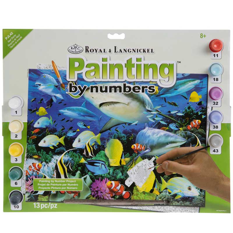 Set pictura pe numere, Royal Langnickel, 42 - Reef Sharks