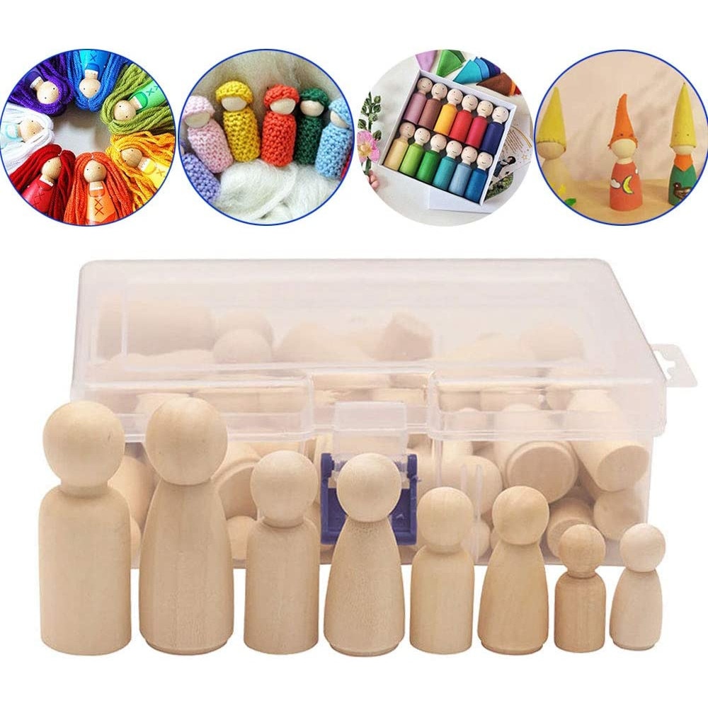 Set 50 papusi de pictat din lemn natur - Krista®