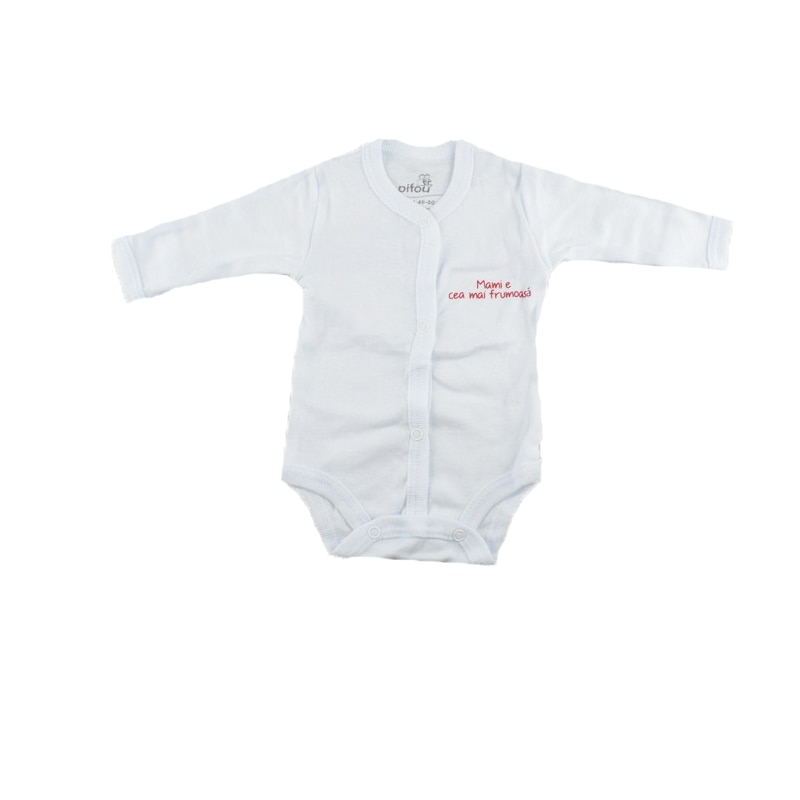 Body cu maneca lunga pentru fete Pifou Model 11 M11A, Alb, 46-50