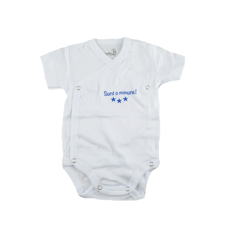 Body cu maneca scurta baieti Pifou Model 10 MS M10-MS1, Alb, 50