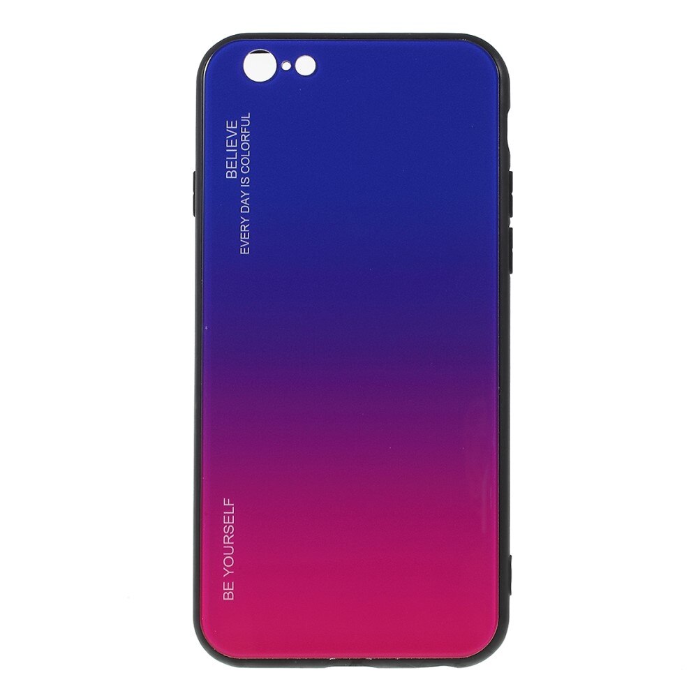 Husa iPhone 6 Plus / 6S Plus - Sticla Spate si Margini Silicon, Degrade, Albastra/Purpurie