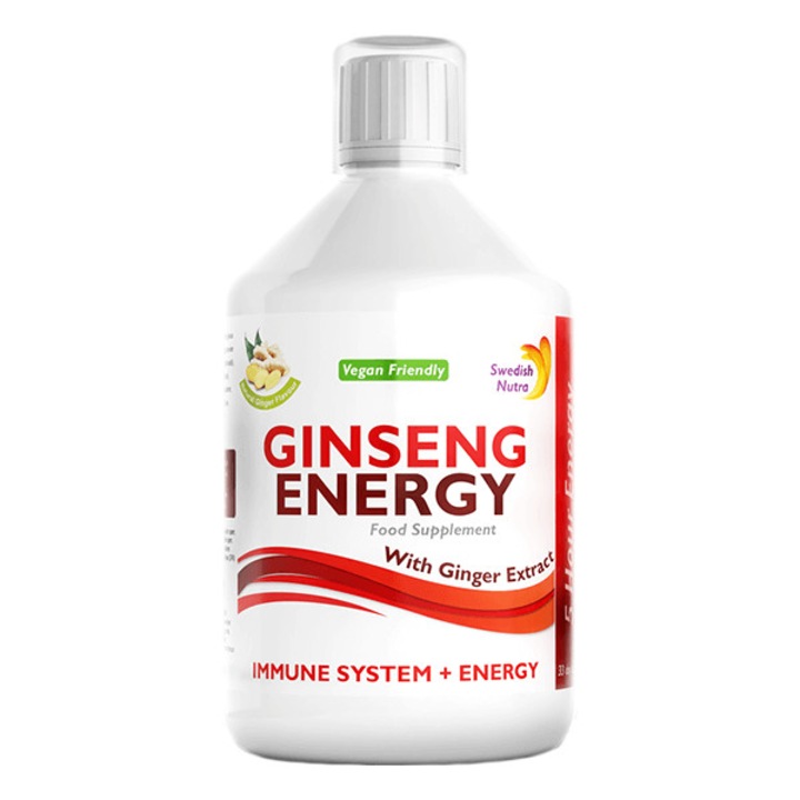 Ginseng Energy 2000Mg течност със сибирски женшен + Panax Ginseng + джинджифил + витамини – ултра концентриран – 500 ml