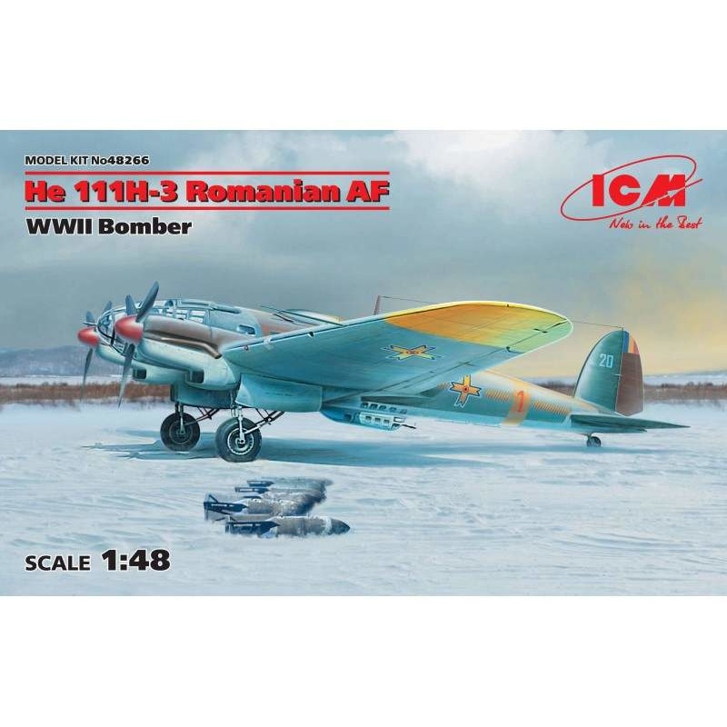Macheta aeromodele ICM Heinkel He111H-3 Romanian Royal Air Force 1:48 ICM 48266