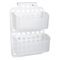 Etajera de plastic alba cu 2 nivele, DecorCasa, 35.5 x 25.5 cm
