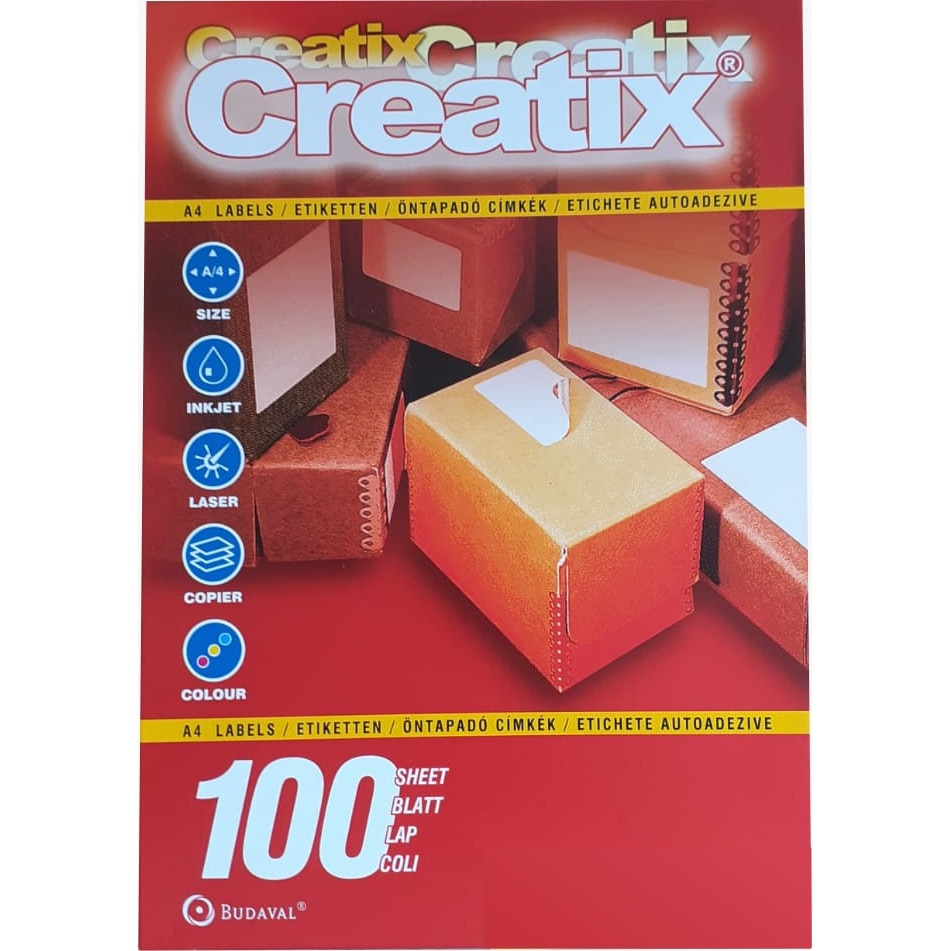 Etichete autoadezive A4 210X297mm 1/A4, ALB, 10 TOP/BAX, 100 coli/top, Creatix A4