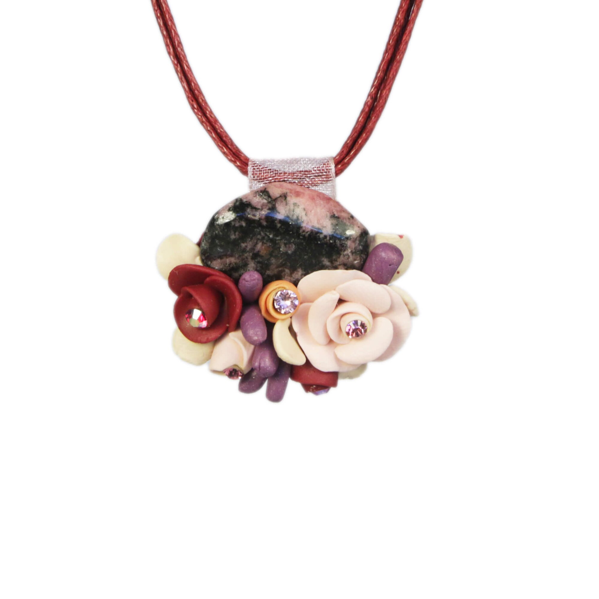 Colier Rodonit cu cristale, Miidefloriart - model 157