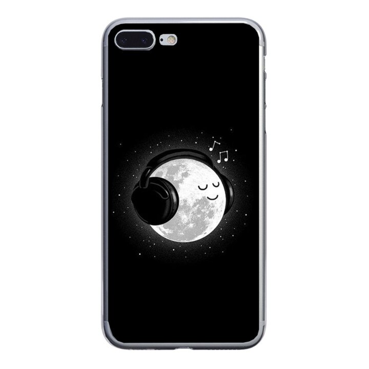 Husa silicon neagra iPhone 8 plus Moon and Music