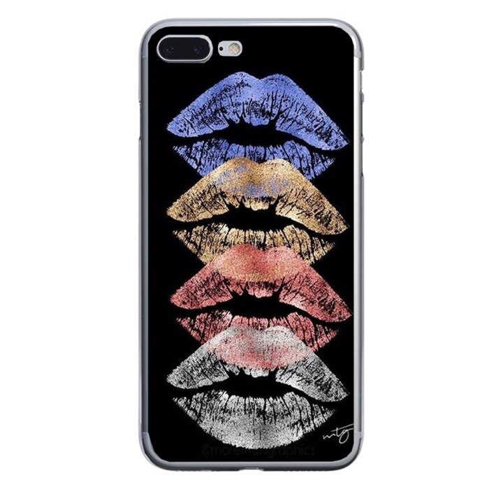 Husa silicon neagra iPhone 8 plus Kisses