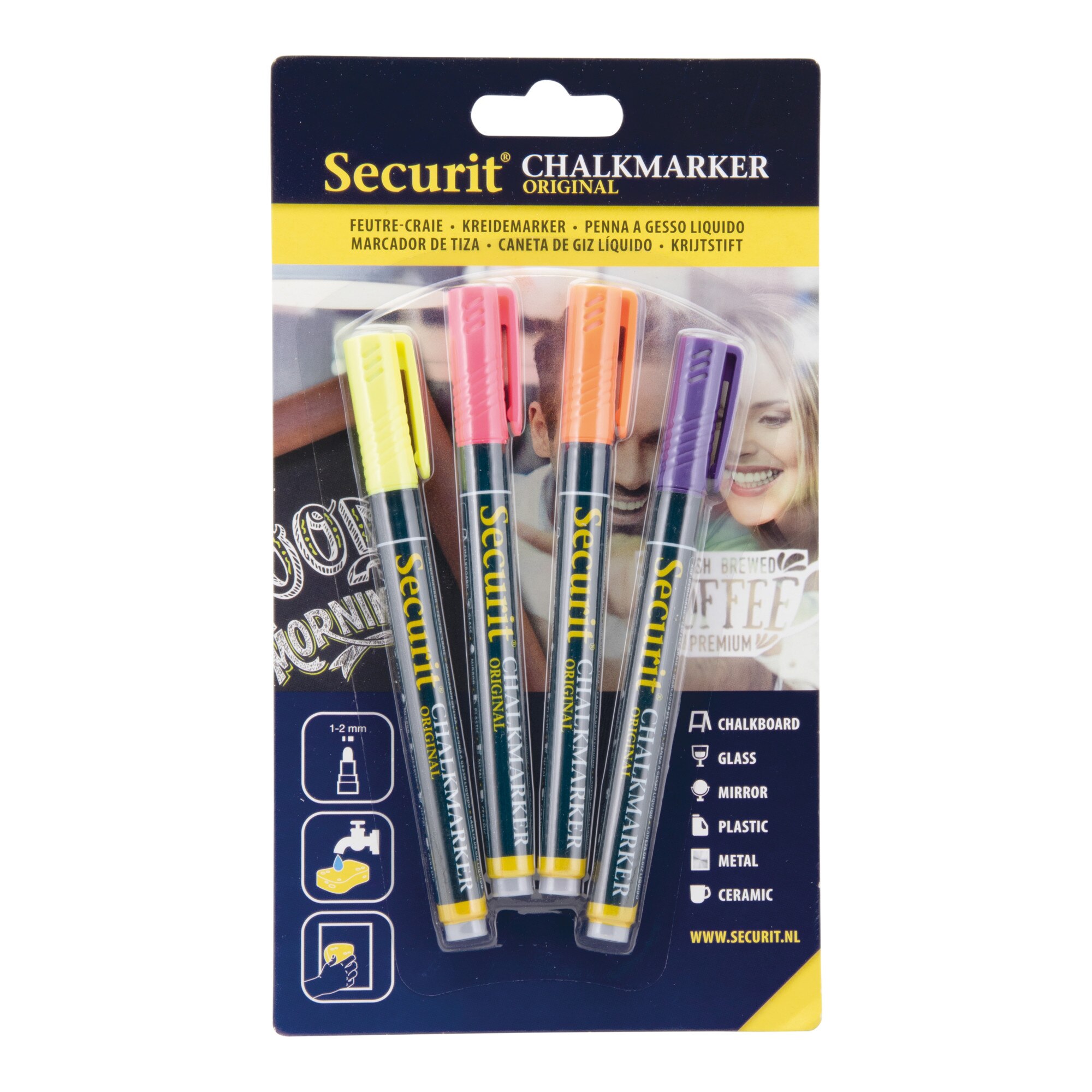 Set 4 markere 1-2mm, Securit