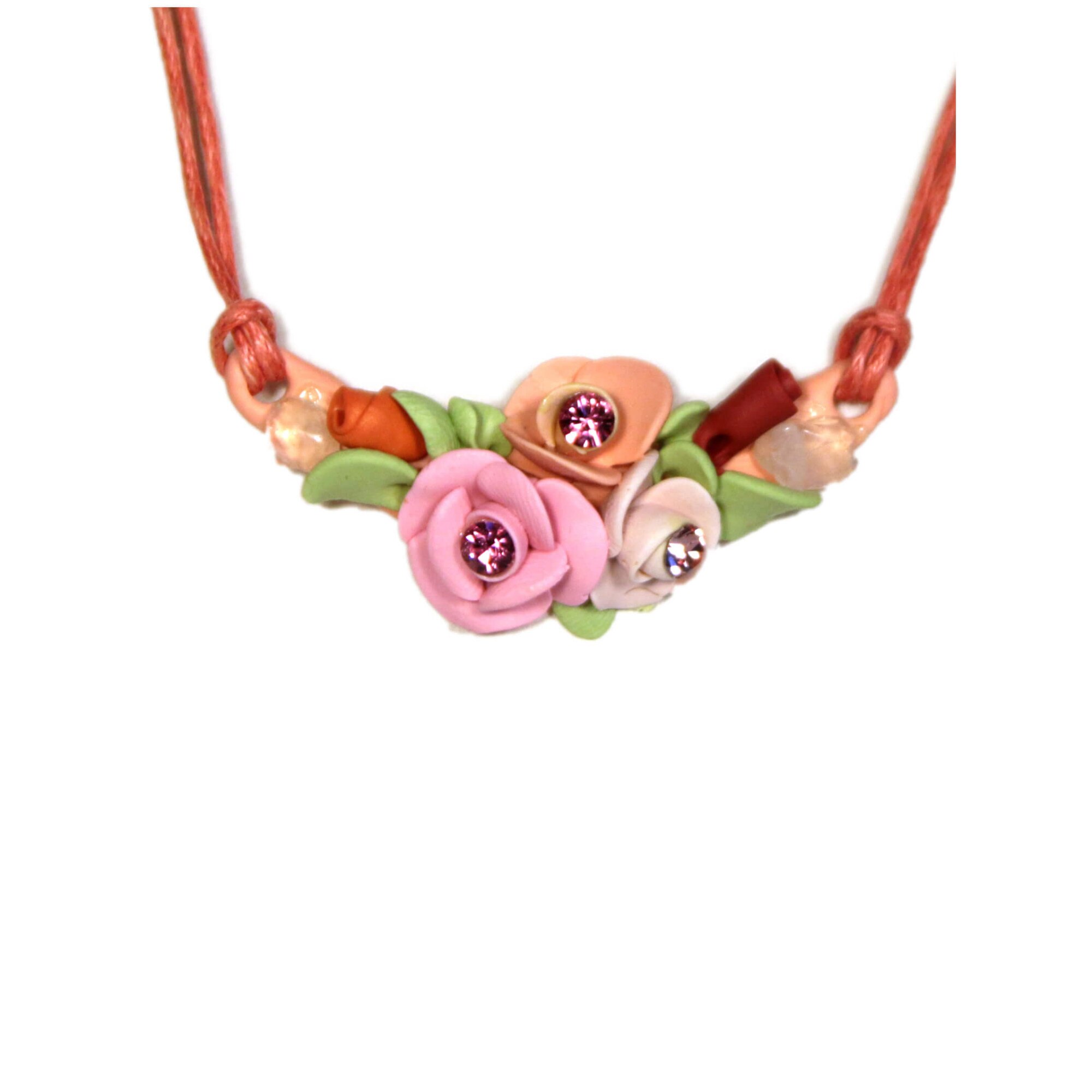 Colier floral porocaliu cu cristale, Miidefloriart - model 97