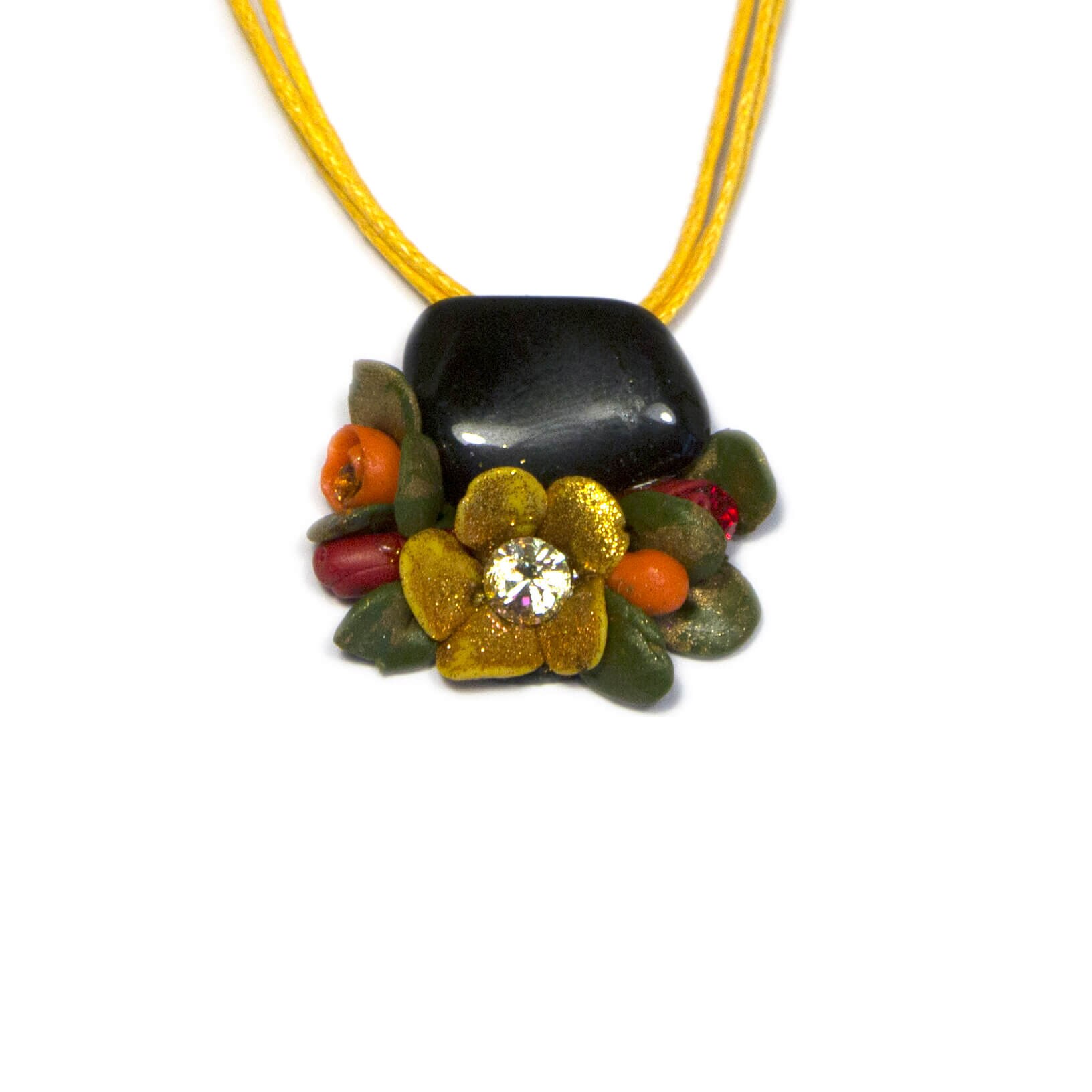 Colier Obsidian cu cristale, Miidefloriart - model 117