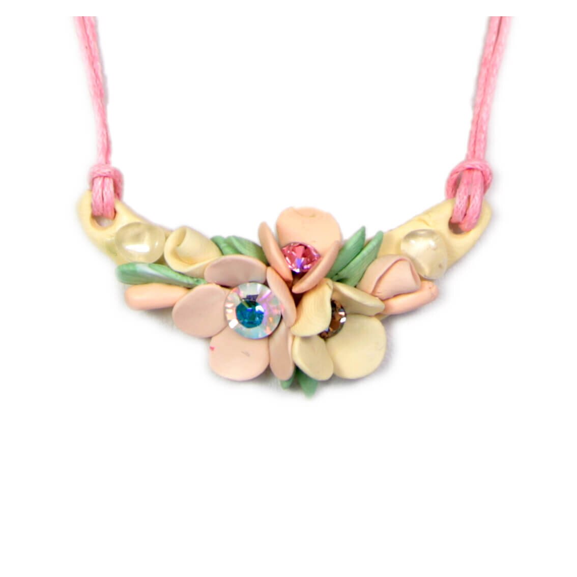 Colier floral - roz, Miidefloriart - model 42