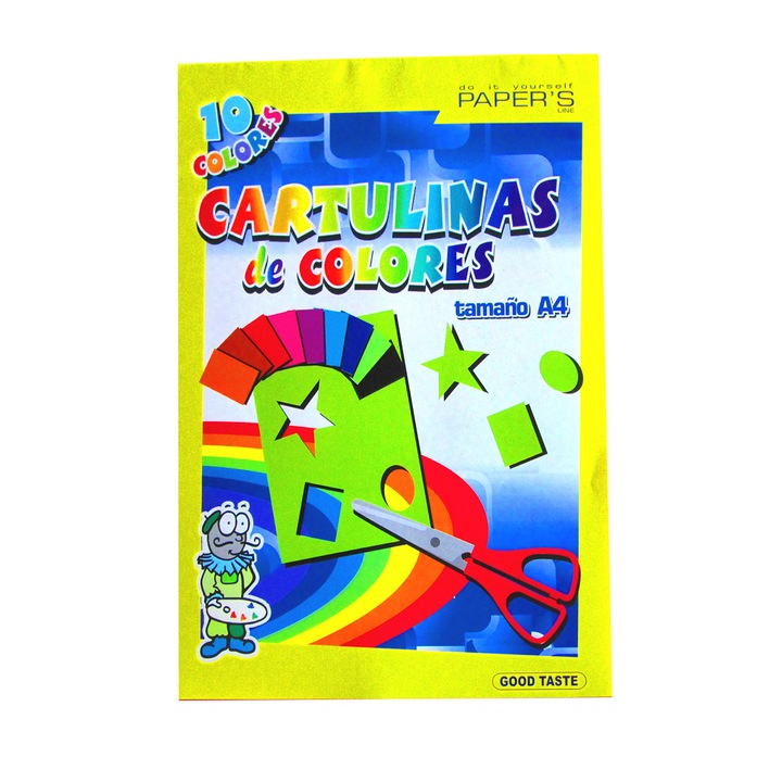 Carton colorat 210g , format A4 ,10 coli , 10 culori